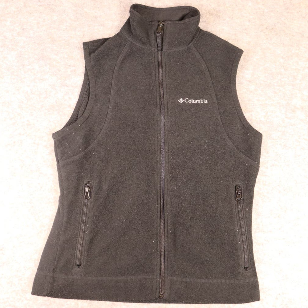 Columbia Fleece Vest Men's Black Full Zip Sleeveless Outdoor & Hiking Size Large